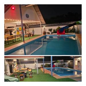 two pictures of a swimming pool in a house at Hua Hin Pool & Spa Villa in Hua Hin