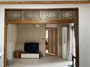 a view of a living room with a loft at 한옥스테이 오늘 Hanok Stay Ohneul in Gyeongju