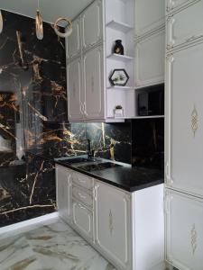 Kuchyň nebo kuchyňský kout v ubytování PEARL by the sea Новые апартаменты в Аркадии