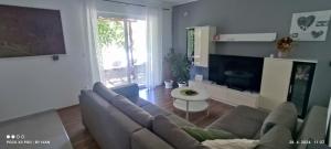 a living room with a couch and a tv at Apartment Glavica in Goveđari