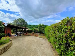 a driveway leading to a garden with a pavilion at Casa Micuccio in Torrimpietra