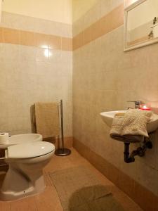 La salle de bains est pourvue de toilettes et d'un lavabo. dans l'établissement Casa Micuccio, à Torrimpietra