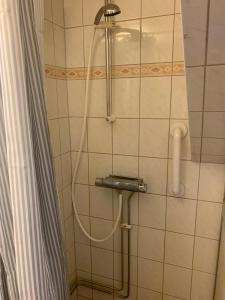 La salle de bains est pourvue d'une douche avec un tuyau. dans l'établissement Karlshamn 1 Sankt Anna Söderköping, à Söderköping