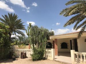 una casa con un cactus delante de ella en Tiguimi Vacances - Oasis Villas, cadre naturel et vue montagne, en Agadir