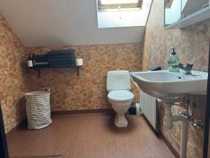 a bathroom with a toilet and a sink at Hus med 3 sovrum i lugn miljö nära natur & Ullared in Älvsered +19 photos