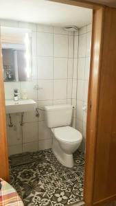 a bathroom with a toilet and a sink at Apartment Gsteigwiler in Gsteigwiler