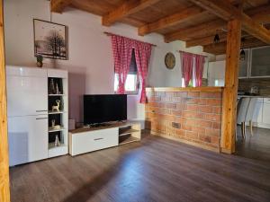 Televízia a/alebo spoločenská miestnosť v ubytovaní Ruralna kuća za odmor Lika