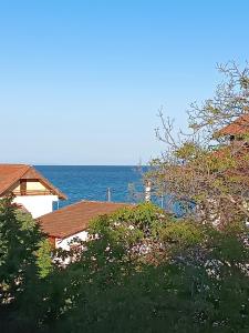 a view of the ocean from a house at Niki Apartments Sea View Attic in Platamonas