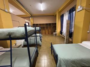 Zimmer mit mehreren Etagenbetten in einem Schlafsaal in der Unterkunft Ostello Bellavita in Castelnuovo di Garfagnana