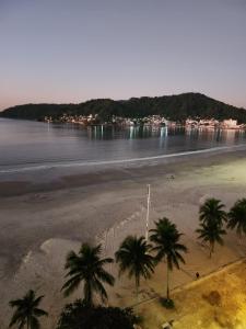 an aerial view of a beach with palm trees at frente ao mar in São Vicente