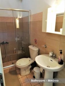 La salle de bains est pourvue de toilettes et d'un lavabo. dans l'établissement Efi Studio 3 Lamia, à Lamía
