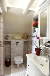 a bathroom with a toilet and a sink at Jódi-Hegy Resort Siófok in Siófok