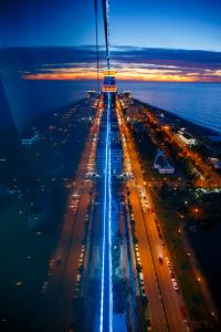 an overhead view of a highway at night at Aparthotel orbi with Sea View in Batumi