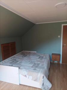 1 dormitorio con 1 cama grande en una habitación en Sveciu namai en Vikedal