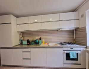 Kuchyň nebo kuchyňský kout v ubytování Turquoise apartment