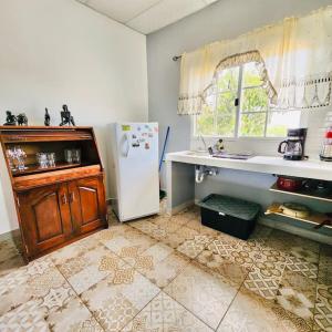 uma cozinha com um lavatório e um frigorífico em Apartamento Alicia em Comayagua