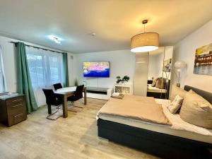 TV a/nebo společenská místnost v ubytování Moderne 1-Zi Stadtwohnung + 5 fotografií