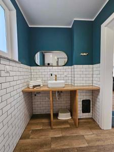 a bathroom with a sink and a mirror at North Port in Kopalino