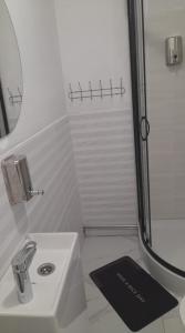 肯琴的住宿－Apartament u Krystynki，一间带水槽和淋浴的小浴室