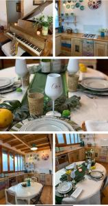 eine Collage mit Fotos einer Küche mit einem Tisch in der Unterkunft Maison Lily en Provence - Gonfaron - 4ch in Gonfaron