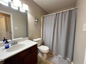 a bathroom with a toilet and a sink and a shower at Grand Lux Getaway in Lexington