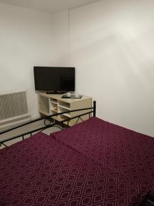 1 dormitorio con 1 cama y TV en la pared en Wirtin z Atzersdorf, 