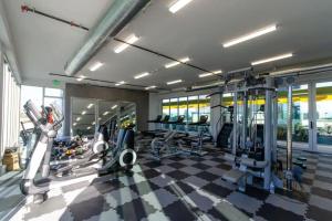 a gym with treadmills and cardio equipment in a building at High Rise 3 Bedroom Sleeps 9 Walk to Cripto Arena in 20 Minutes in Los Angeles
