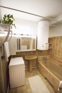 a bathroom with a tub and a sink and a toilet at Margo Apartman in Fonyód