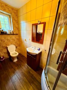 W łazience znajduje się toaleta, umywalka i prysznic. w obiekcie Uchankowo pod Łowiczem w mieście Łyszkowice