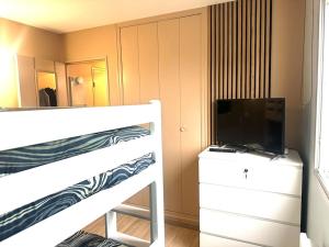 Postel nebo postele na pokoji v ubytování Appartement en bord de mer