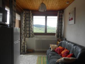 een woonkamer met een bank en een raam bij bouton d or in La Bresse