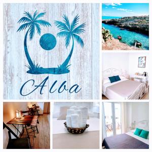 un collage de fotos de un hotel con una palmera en Alba b&b en Polignano a Mare