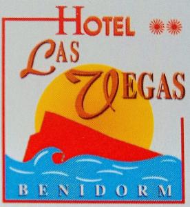 un cartello per un hotel las oceanas Bagni di Hotel Las Vegas a Benidorm