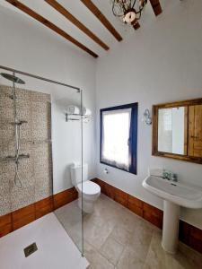 La salle de bains est pourvue d'une douche, de toilettes et d'un lavabo. dans l'établissement La Casa de la Rufi, à Colmenar de Oreja