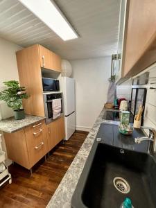 a kitchen with a sink and a counter top at Le Duplex Du Château in Fontainebleau