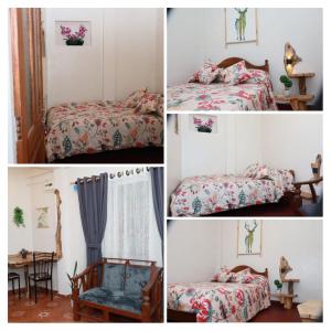 a collage of four pictures of a bedroom at Green Heart Homestay in Nuwara Eliya