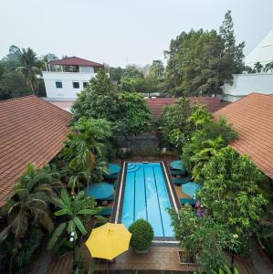 an overhead view of a swimming pool on a roof at Ra-Ta Boutique Hotel in Siem Reap