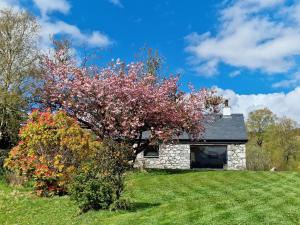 a stone house with a flowering tree in front of it at The Barn in Fort William
