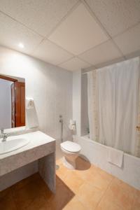 a bathroom with a toilet and a sink and a shower at Hotel Santa Faz in Benidorm