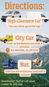 ein Flyer für einen Autohändler mit verschiedenen Autos in der Unterkunft Canyon View Lodge - Matka in Matkasee