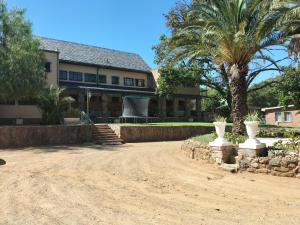 a house with a palm tree and a dirt road at Fair Haven in Bloemfontein