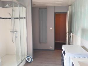 ル・アーヴルにあるVilla 4 Ch Plein Centre Havreのバスルーム(シャワー、シンク、洗濯機付)