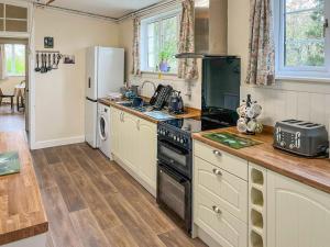 a kitchen with a stove and a refrigerator at Milnhead Cottage in Amisfield Town