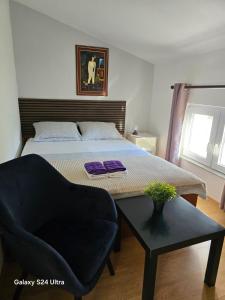 a bedroom with a bed and a chair and a table at Studio apartment PEGY in Vir
