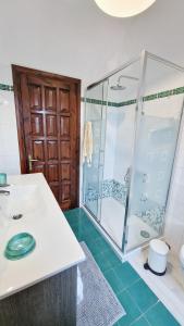 a bathroom with a shower and a white sink at Il Gioiello del Circeo in San Felice Circeo