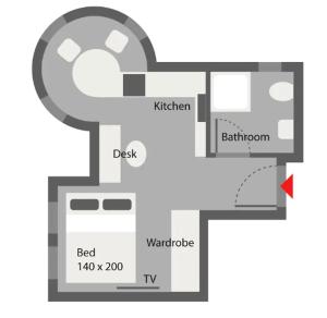 Načrt razporeditve prostorov v nastanitvi Designer Wohnung Schlößle 2