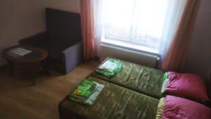 - un salon avec un canapé et une fenêtre dans l'établissement BERDO Noclegi i restauracja, à Wetlina