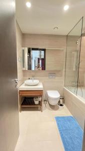łazienka z umywalką, toaletą i prysznicem w obiekcie Portonovi Lux apartman w mieście Ðenovići