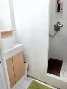 a bathroom with a sink and a shower at Villa de 2 chambres avec piscine partagee jardin amenage et wifi a Lorgues in Lorgues