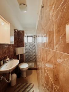 a bathroom with a toilet and a sink at Elena Apartment- Spacious for 6, 2 Bathrooms, Free Parking in Rovinj +34 photos